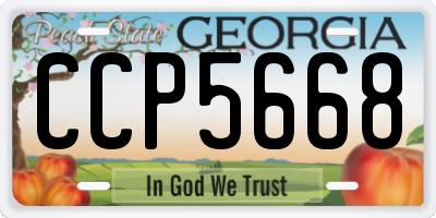 GA license plate CCP5668