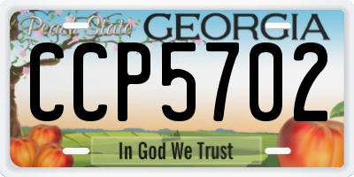 GA license plate CCP5702