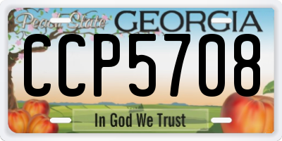 GA license plate CCP5708