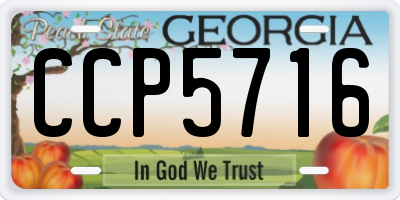 GA license plate CCP5716