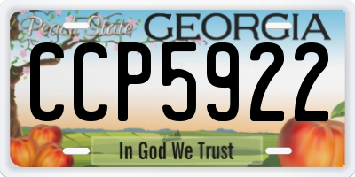 GA license plate CCP5922