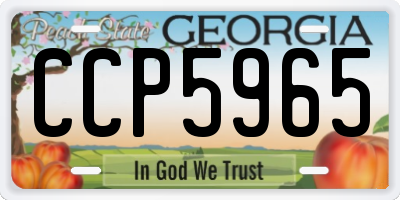 GA license plate CCP5965