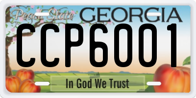 GA license plate CCP6001