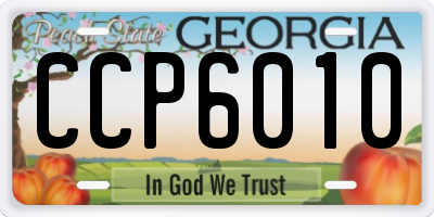 GA license plate CCP6010