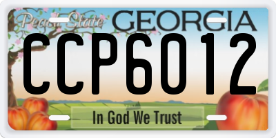 GA license plate CCP6012