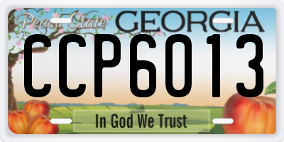 GA license plate CCP6013
