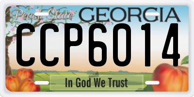 GA license plate CCP6014