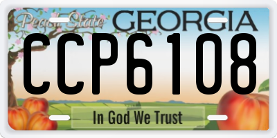 GA license plate CCP6108