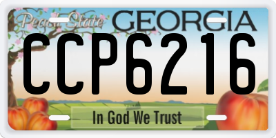GA license plate CCP6216