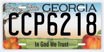 GA license plate CCP6218