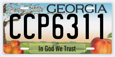 GA license plate CCP6311