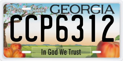 GA license plate CCP6312