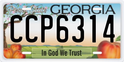 GA license plate CCP6314