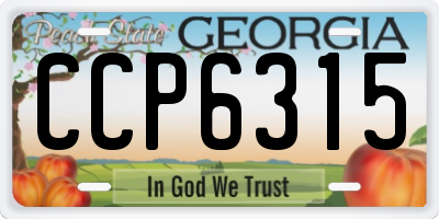 GA license plate CCP6315