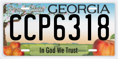 GA license plate CCP6318