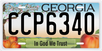 GA license plate CCP6340