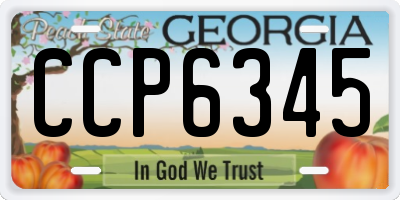 GA license plate CCP6345