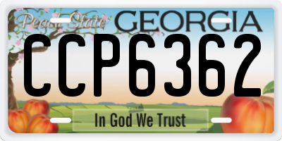 GA license plate CCP6362