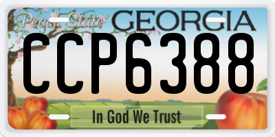 GA license plate CCP6388