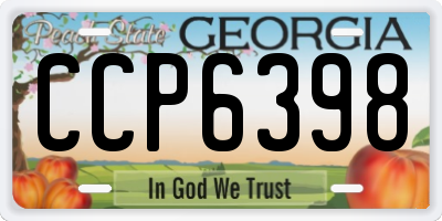 GA license plate CCP6398