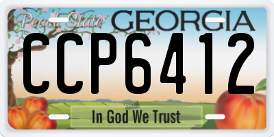 GA license plate CCP6412