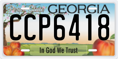 GA license plate CCP6418