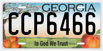 GA license plate CCP6466