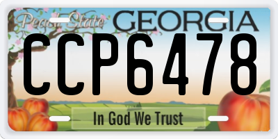 GA license plate CCP6478
