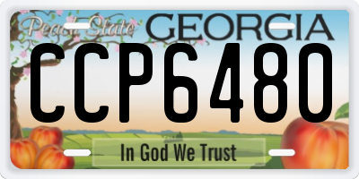 GA license plate CCP6480