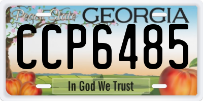 GA license plate CCP6485