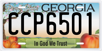 GA license plate CCP6501