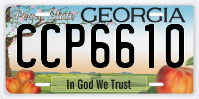 GA license plate CCP6610