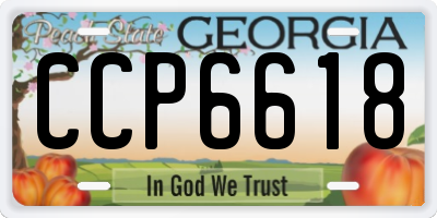 GA license plate CCP6618