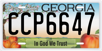 GA license plate CCP6647