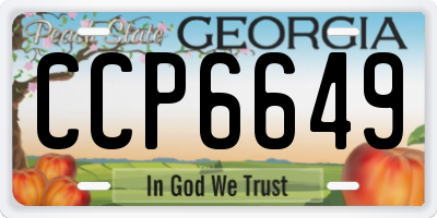 GA license plate CCP6649