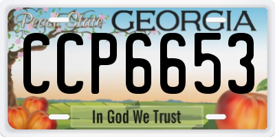 GA license plate CCP6653
