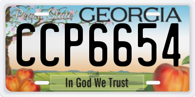 GA license plate CCP6654