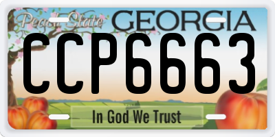 GA license plate CCP6663