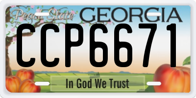 GA license plate CCP6671
