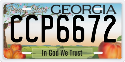 GA license plate CCP6672
