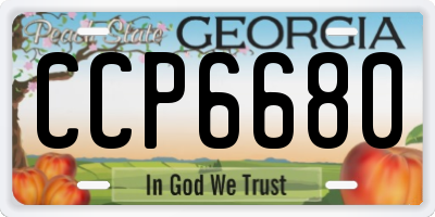 GA license plate CCP6680