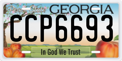 GA license plate CCP6693