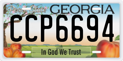 GA license plate CCP6694