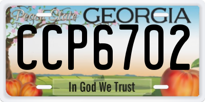 GA license plate CCP6702