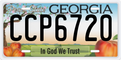 GA license plate CCP6720