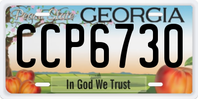 GA license plate CCP6730