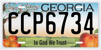 GA license plate CCP6734