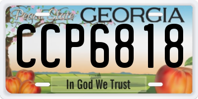 GA license plate CCP6818