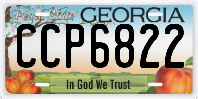 GA license plate CCP6822