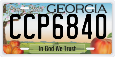 GA license plate CCP6840